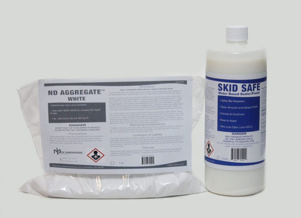 SKID SAFE™ sealer and ND AGGREGATE™ traction grains for pool decks and wet walkways